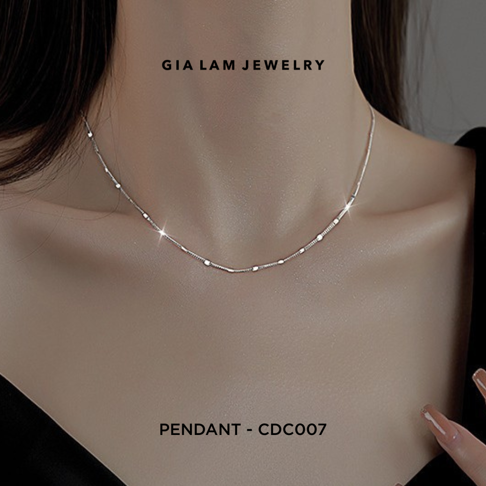 Dainty Silver Curb Necklace, Wearing on Neck