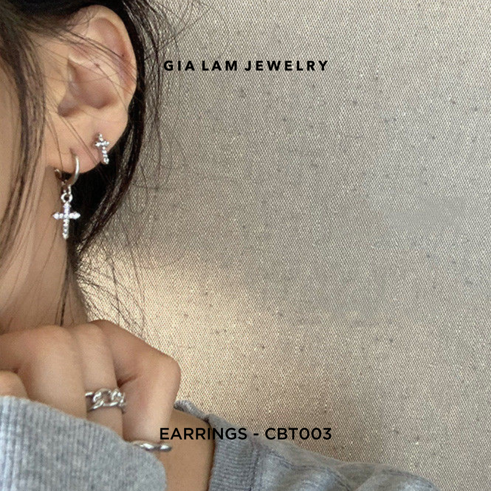 Leverback Earring Backs CZ, Wearing on Ear