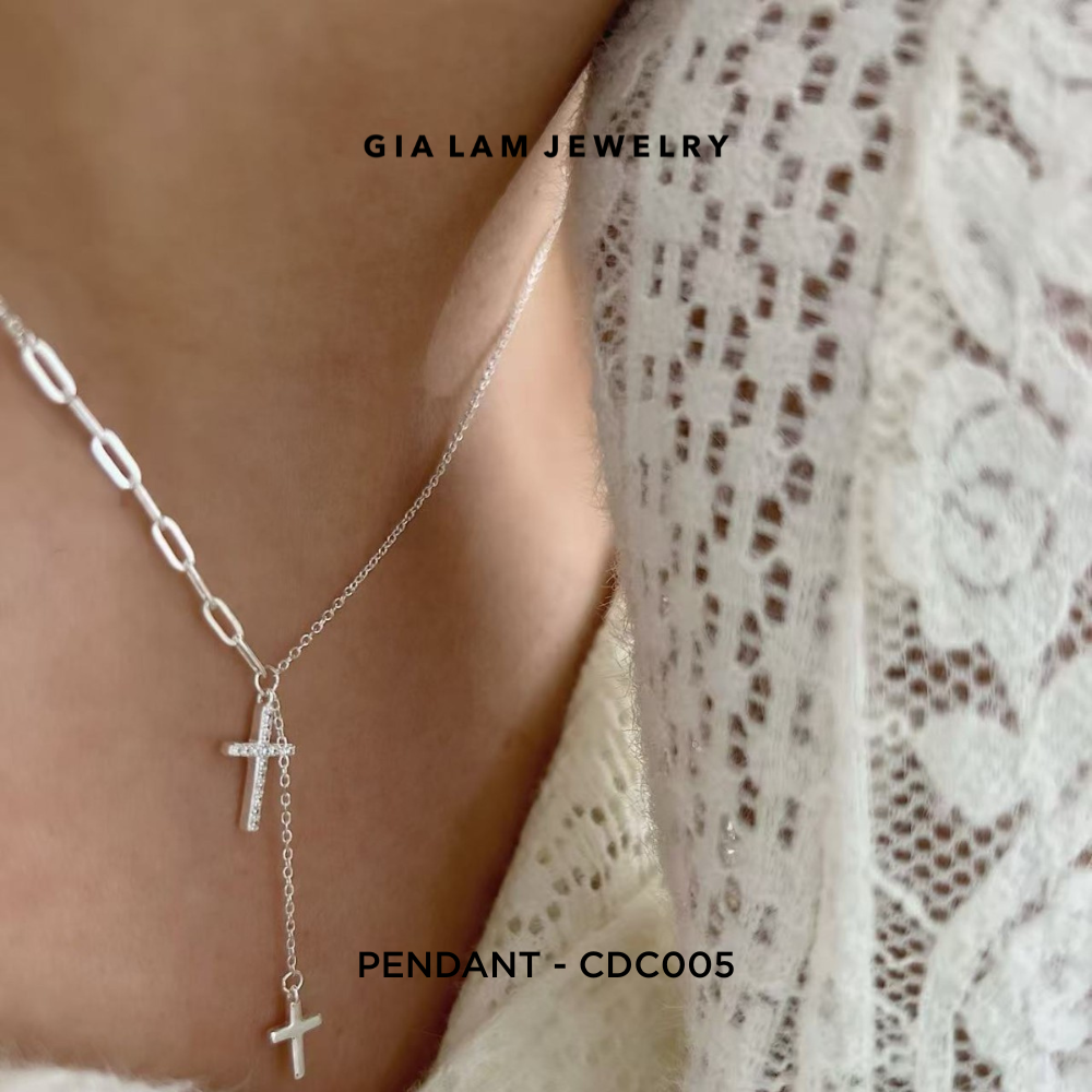 925 Sterling Silver Double Pendant Necklace