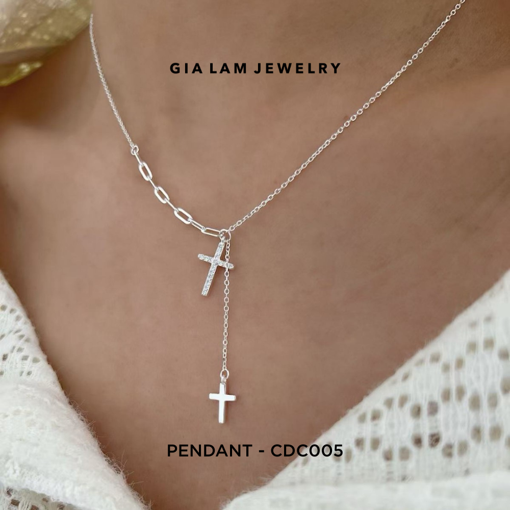 925 Sterling Silver Double Pendant Necklace