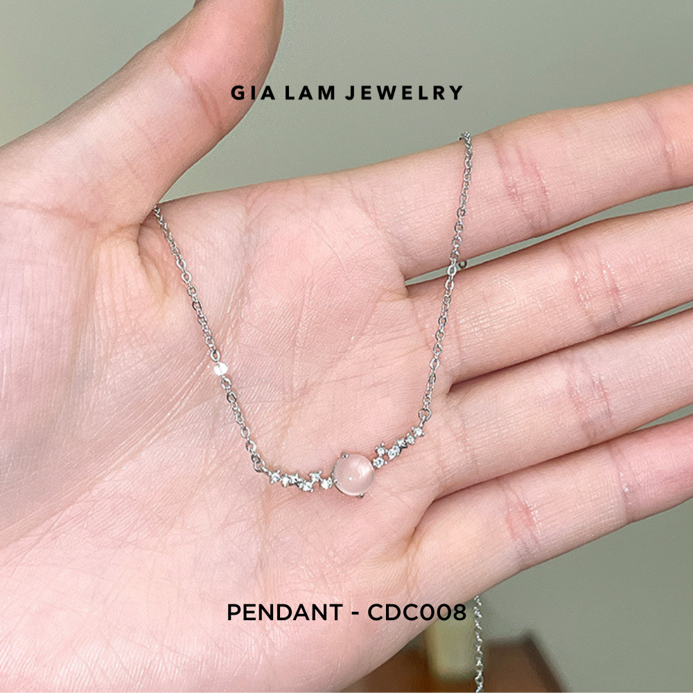 925 Sterling Silver Moonlight Glow with Crescent CZ Arc Pendant Necklace