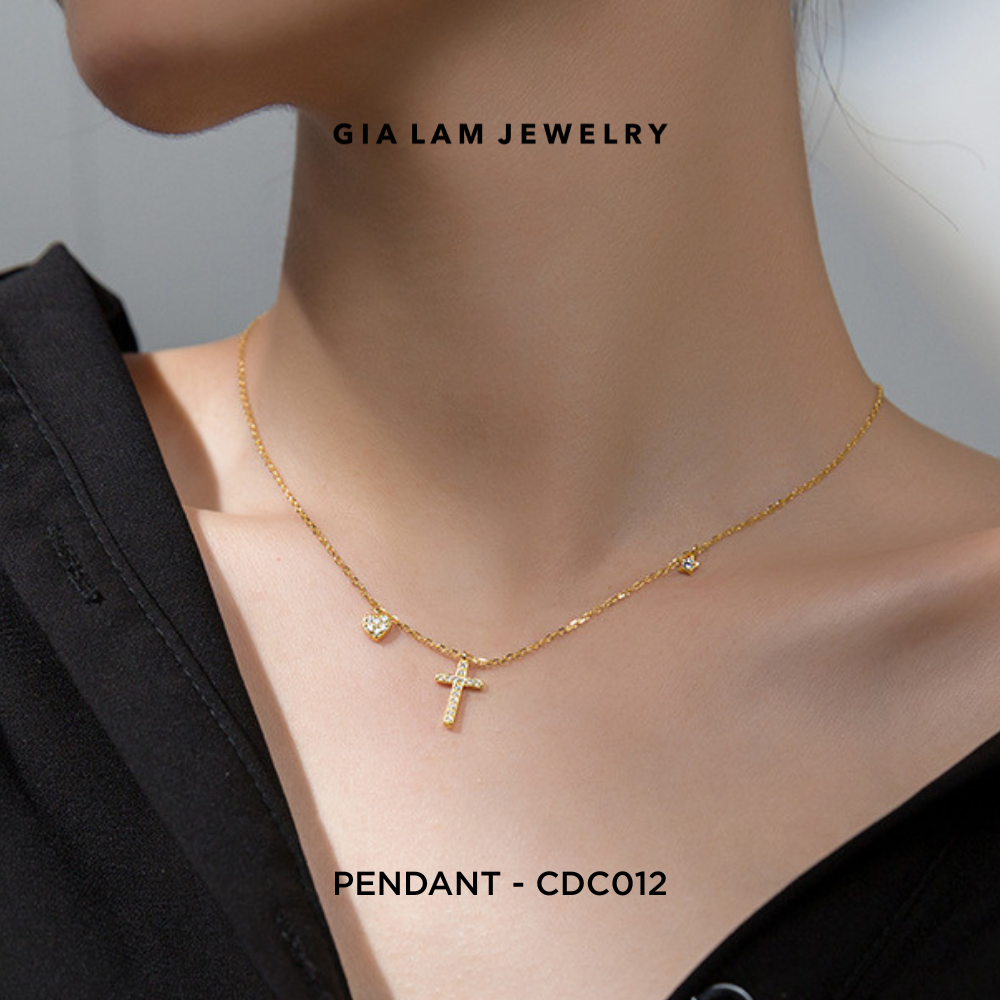 925 Sterling Silver Trio Charm Pendant Necklace