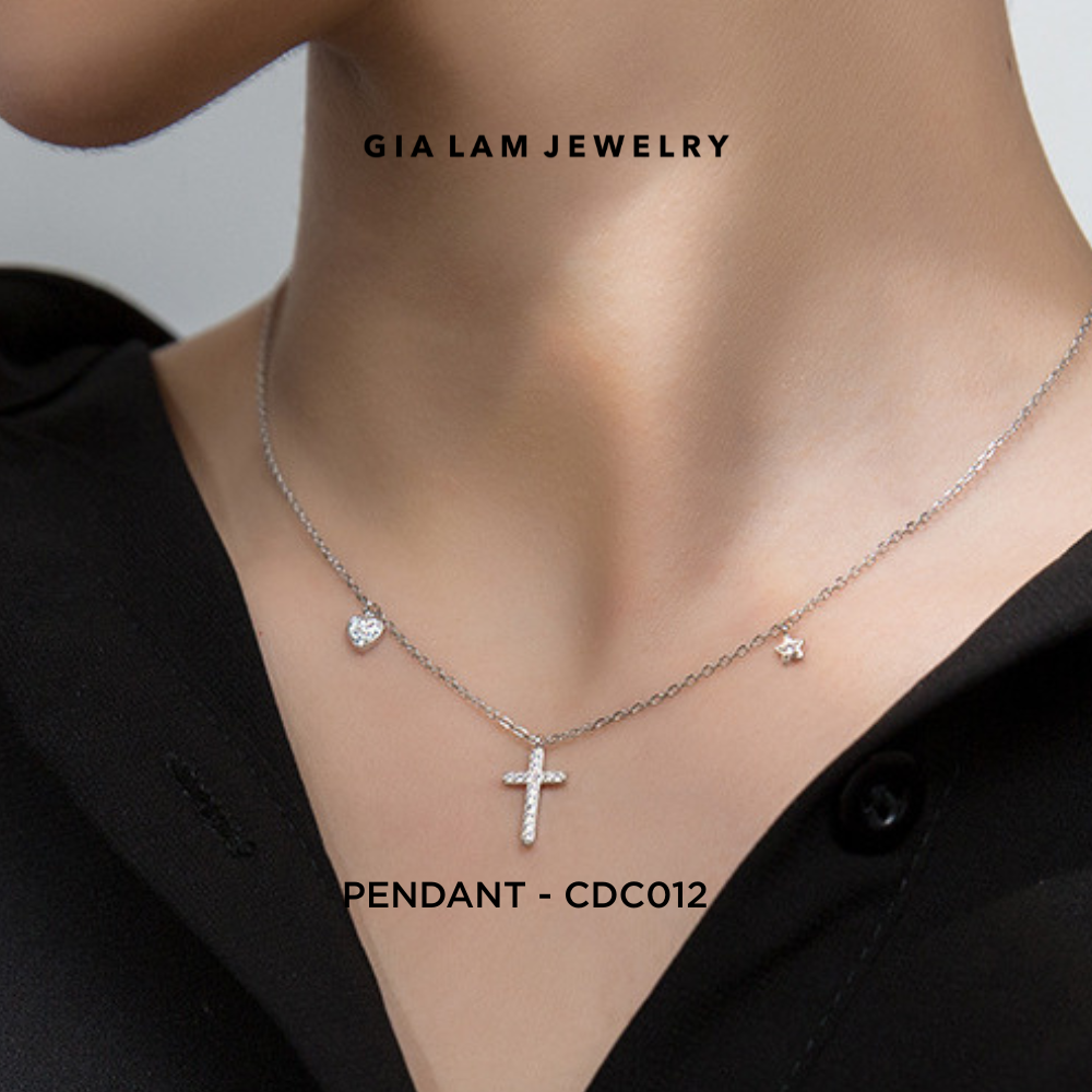 925 Sterling Silver Trio Charm Pendant Necklace