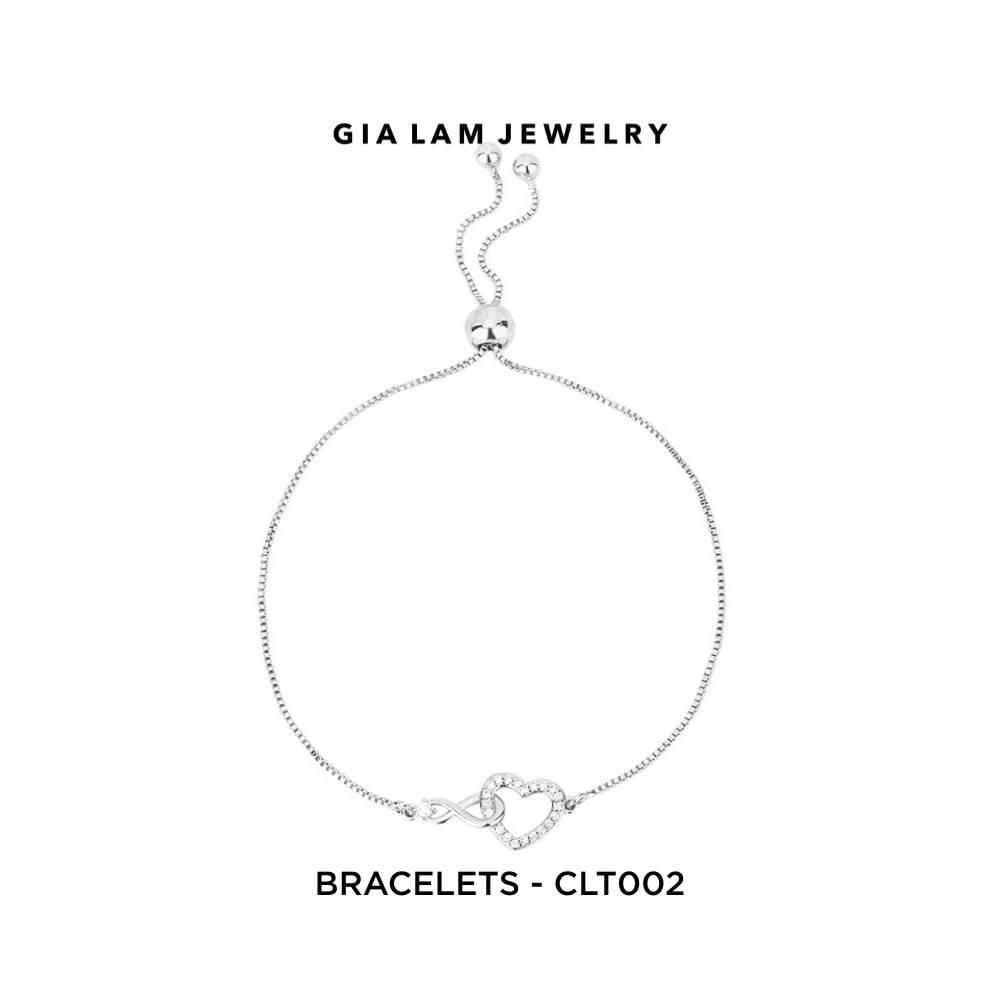 925 Sterling Silver Heart & Infinity Adjustable Box Chain Bracelet