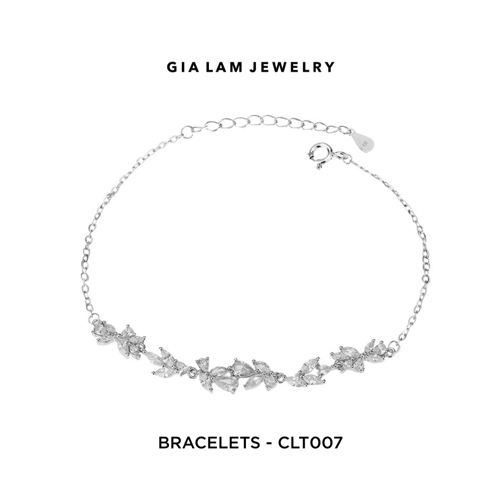 925 Sterling Silver CZ Leaf Bracelet