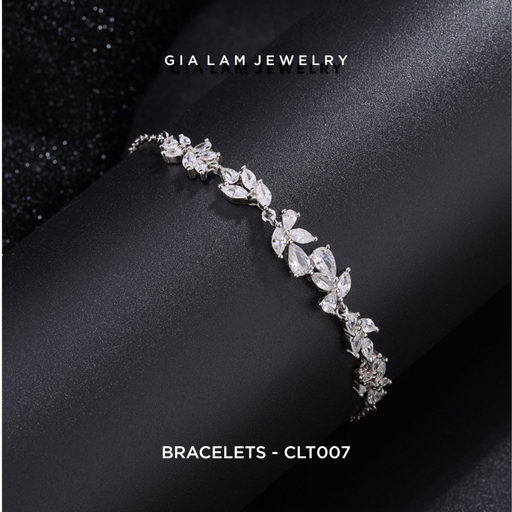 925 Sterling Silver CZ Leaf Bracelet