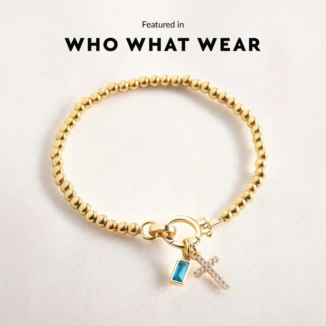 Cross Charm Birthstone Bracelet