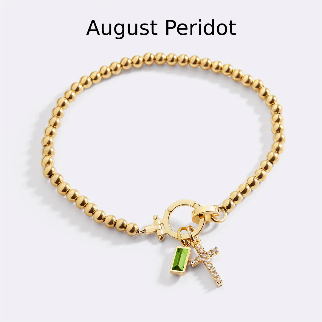 Cross Charm Birthstone Bracelet