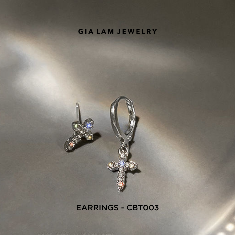 925 Sterling Silver CZ Earrings, Front Side