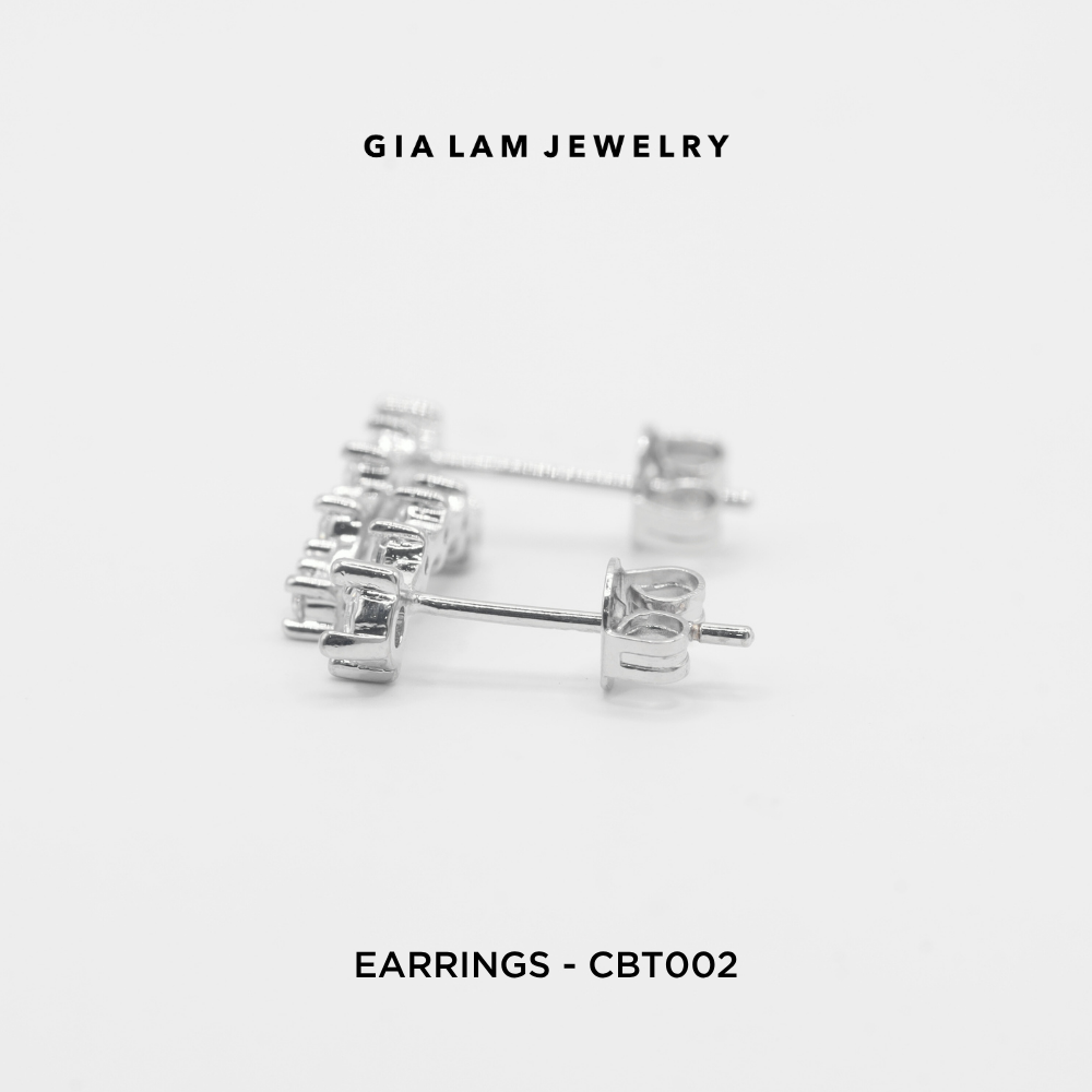 925 Sterling Silver Earrings Stud, Back and Front Side