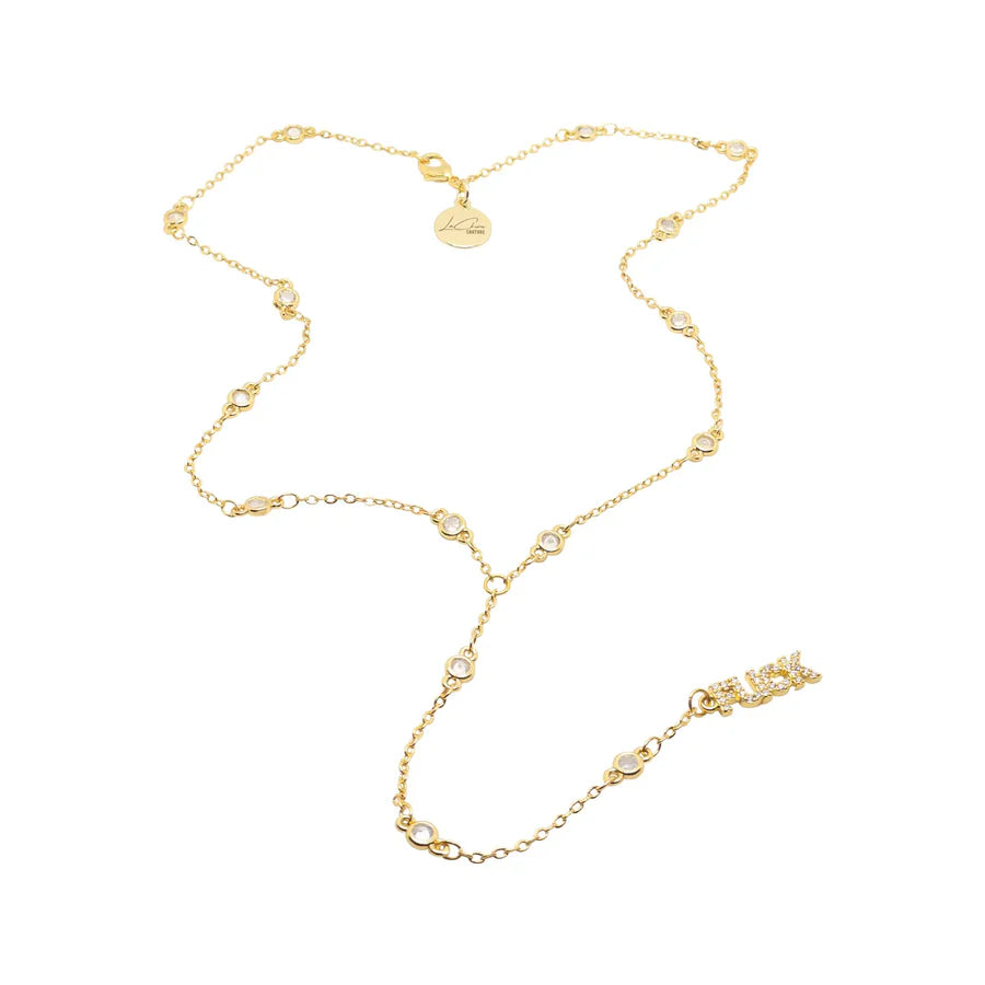 Gold necklace on a white background