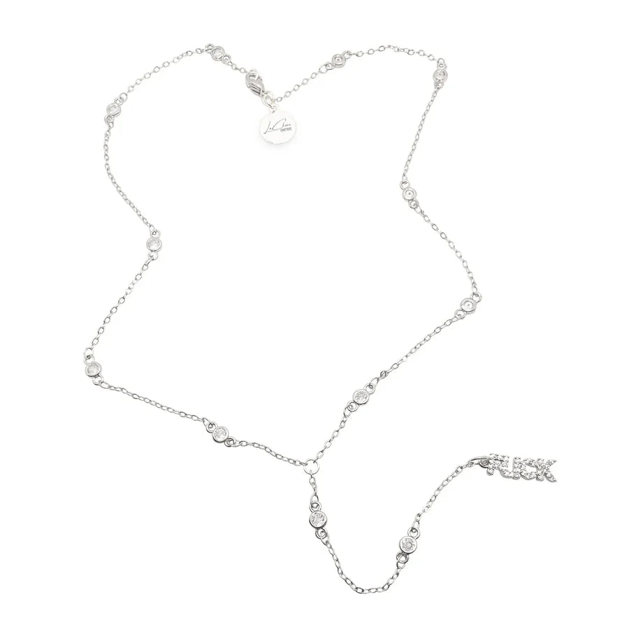 Silver necklace on a white background
