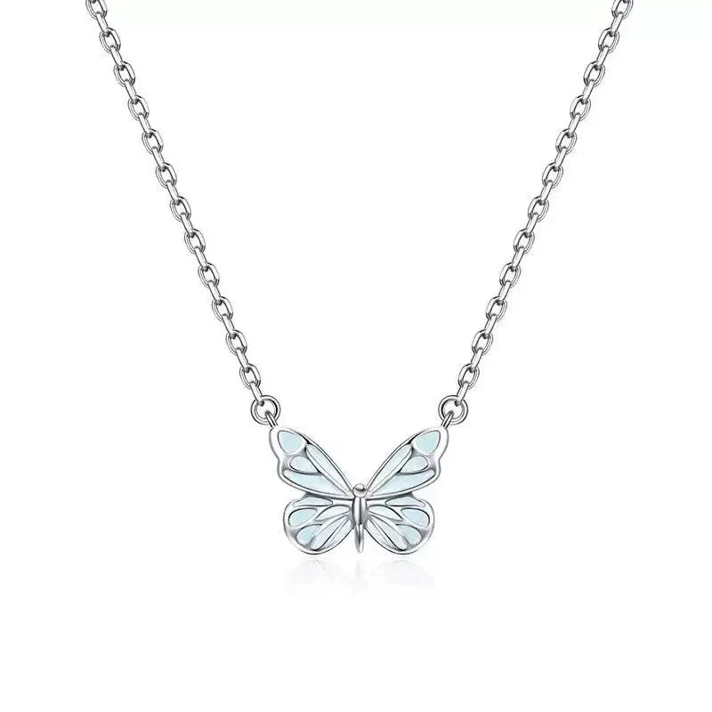 Blue Butterfly Necklace, Front Side
