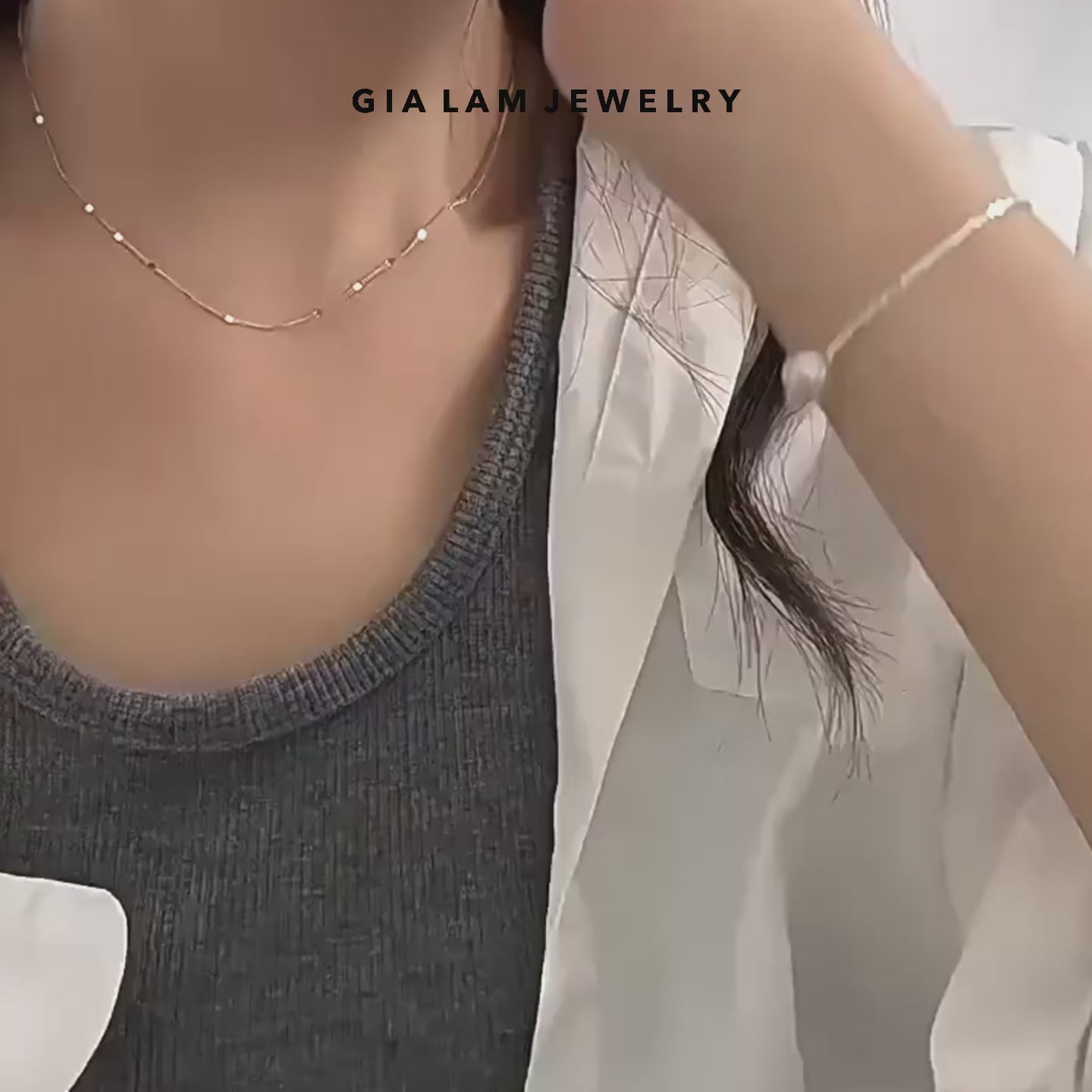 925 Sterling Silver Bar Station Necklace, Every SIde